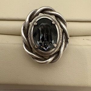 Brighton Silver Ring with Black Stone